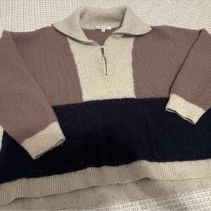 Madewell Purple, Navy, and Cream Zip Up Sweater